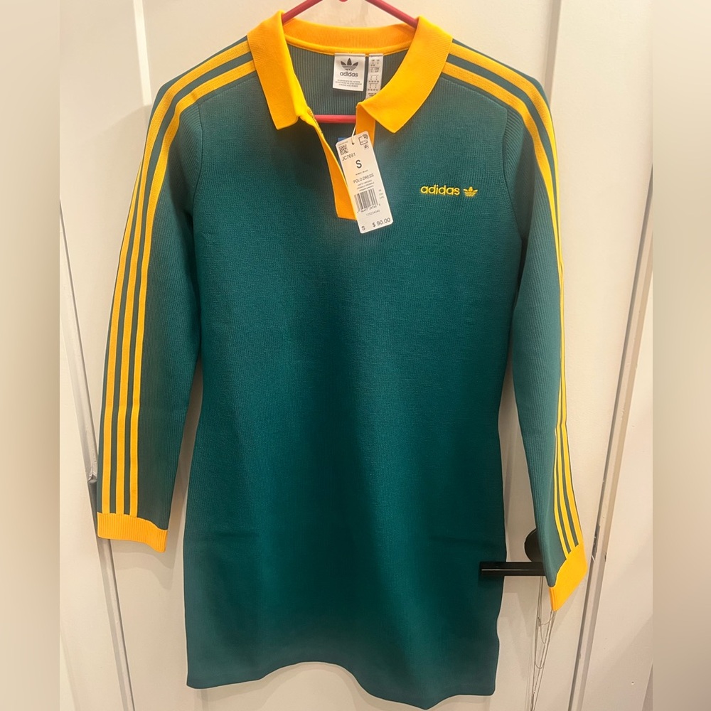 Adidas Teal and Gold Polo Dress